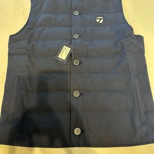 Peter Millar Men’s Smith Seersucker Crown Crafted Quilted Vest Navy Medium NWT